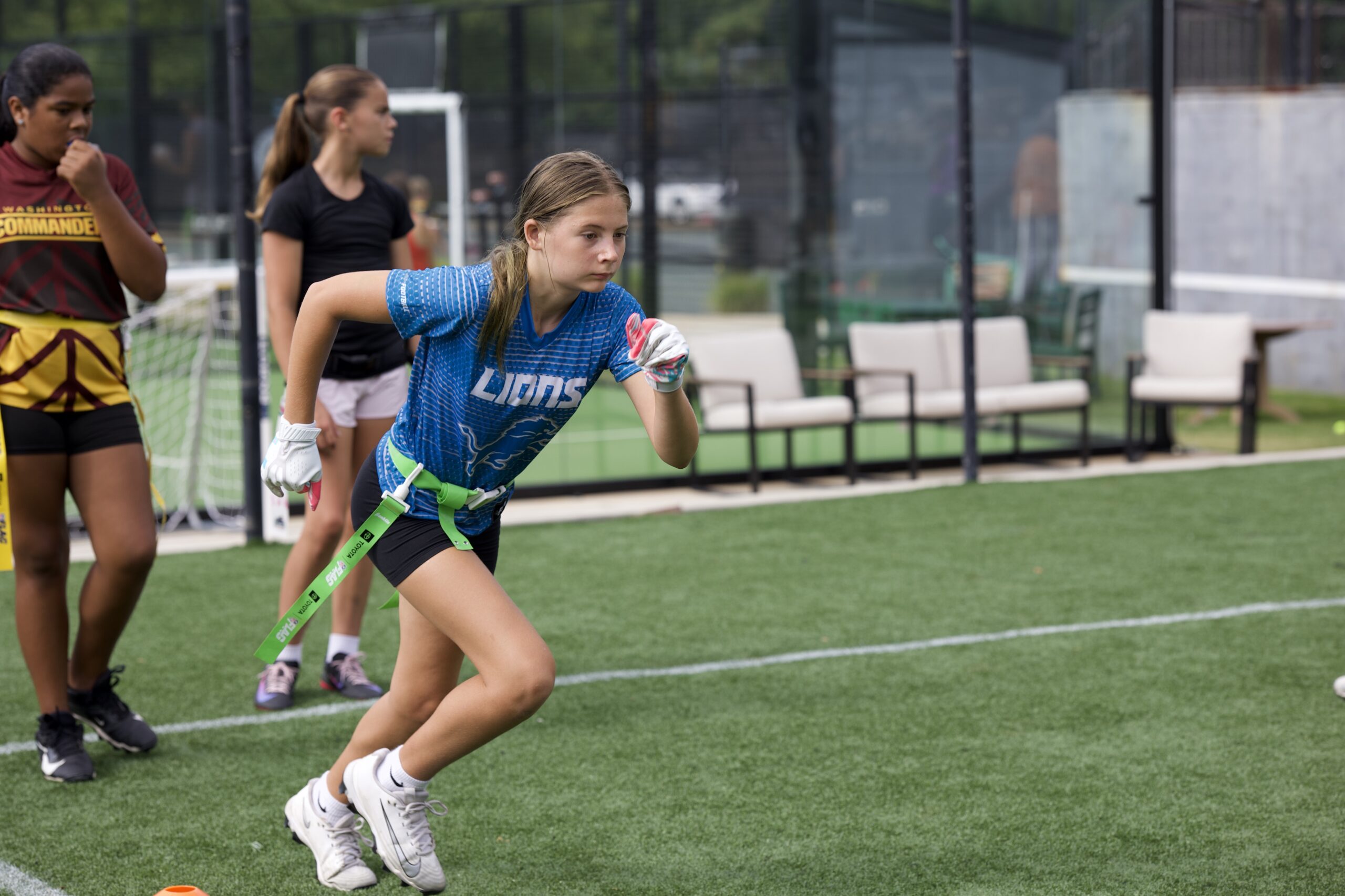 GirlPower Carolinas athlete developing flag football skills