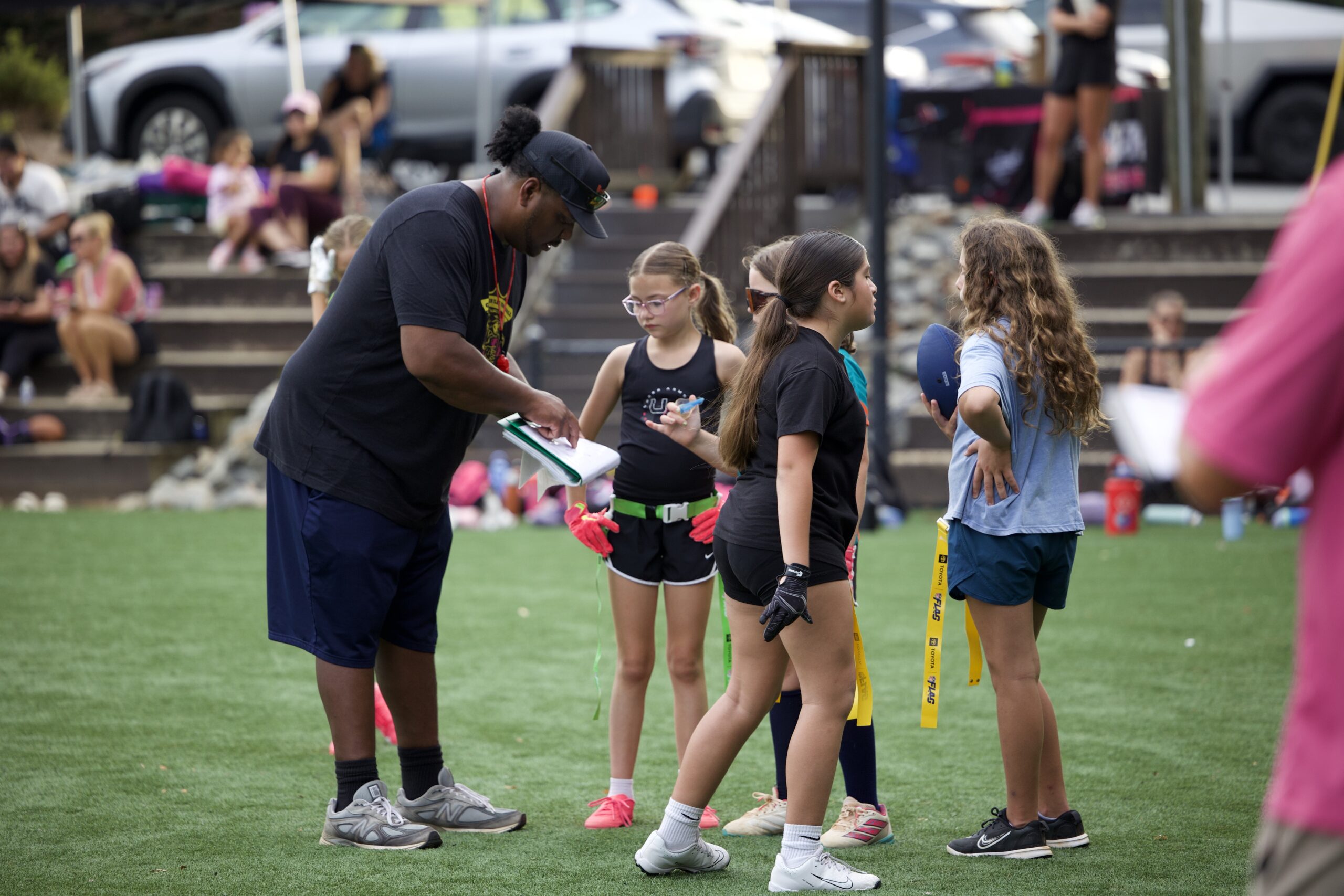 Athlete participating in GirlPower Carolinas PRIME travel flag football tryouts