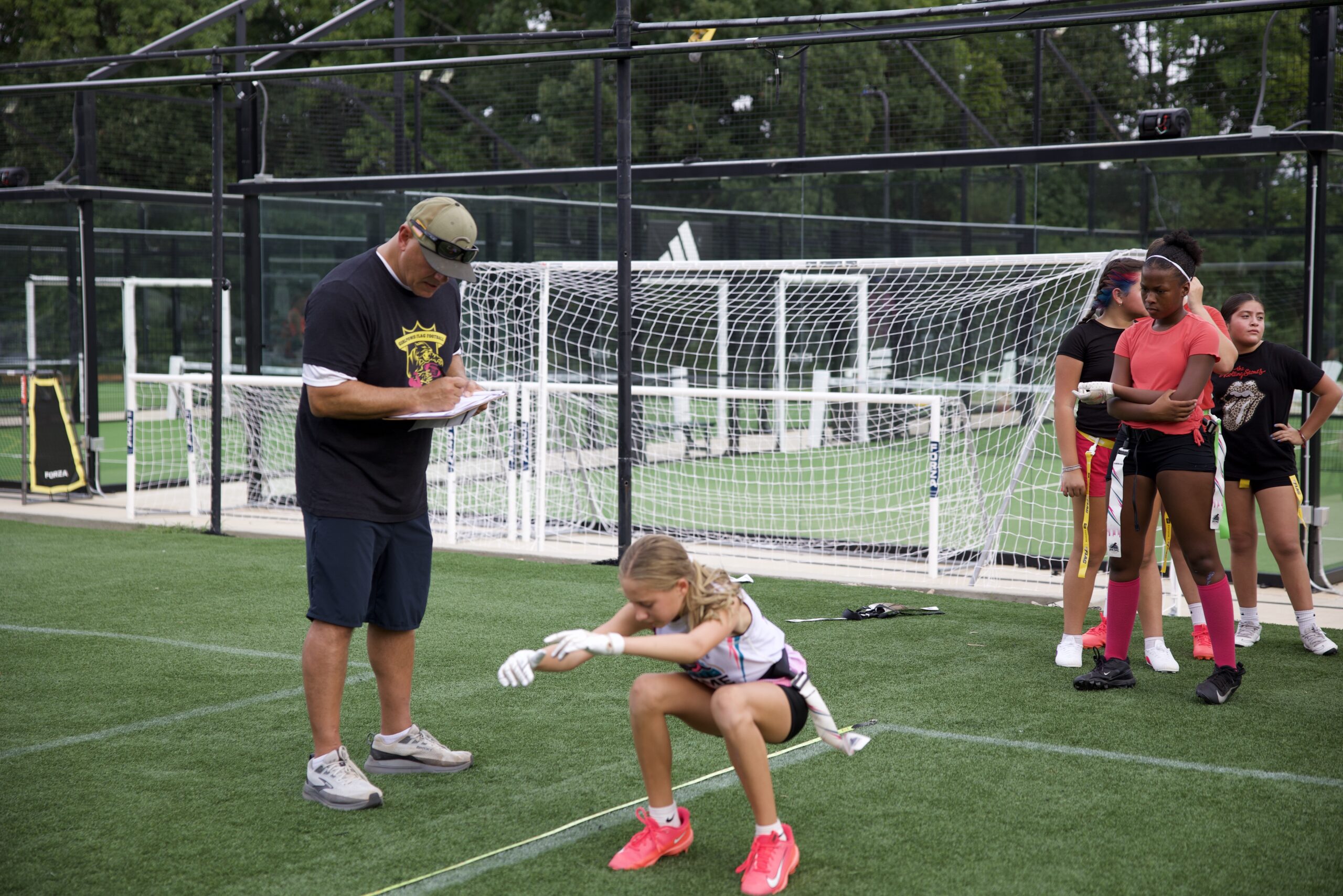 Girls competing during GirlPower Carolinas PRIME travel flag football tryouts