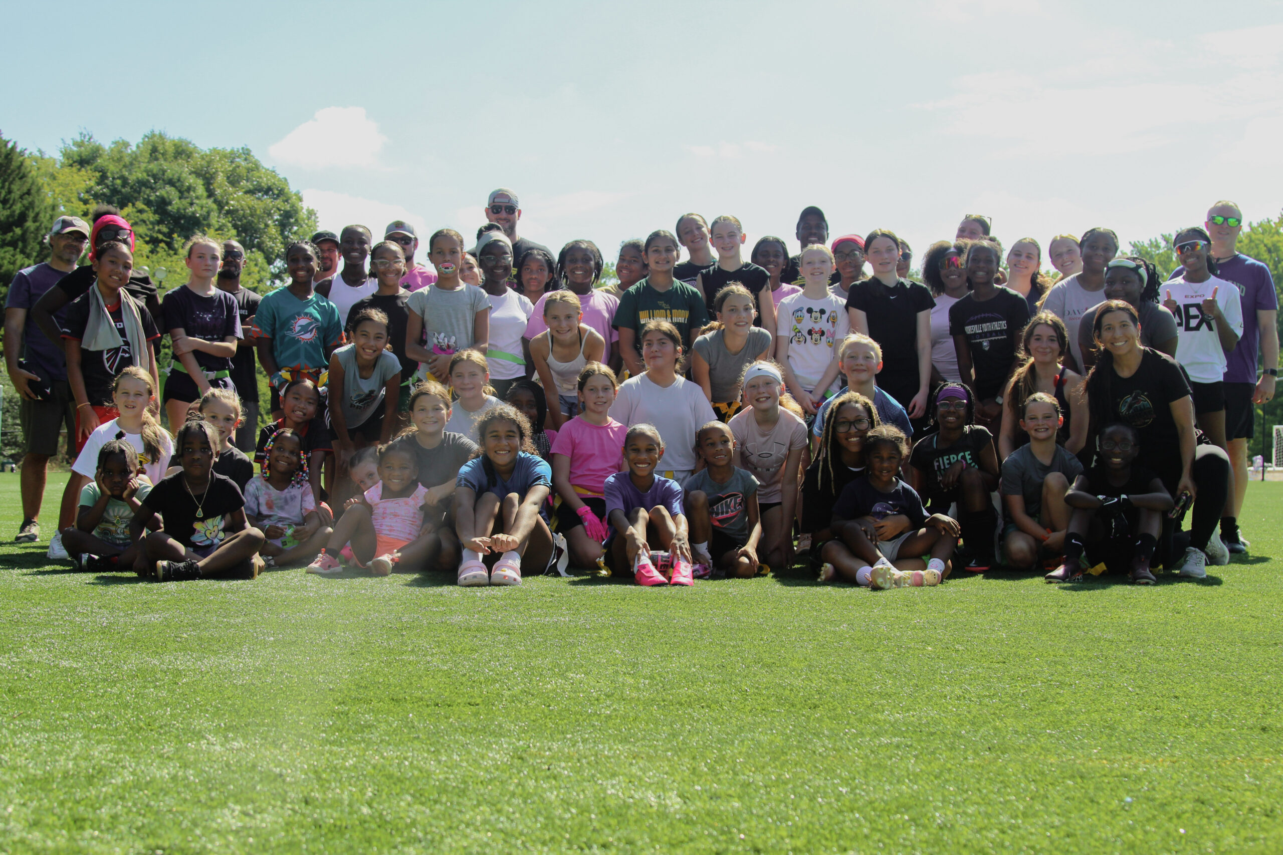 More than 75 girls at GirlPower Carolinas August 8 flag football clinic at Prosperity Athletic Club in Charlotte